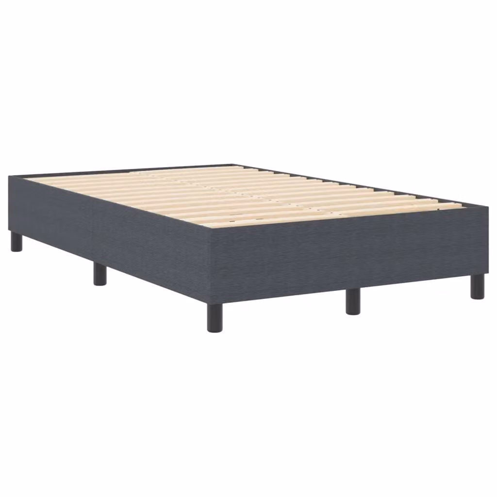 Struttura letto piattaforma moderna in tessuto a coste grigio con rete a doghe in legno L/P/H: 200 x 120 x 35 cm – 2