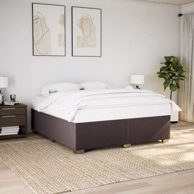 Giroletto vidaXL in tessuto marrone scuro con doghe in legno 180 x 200 cm