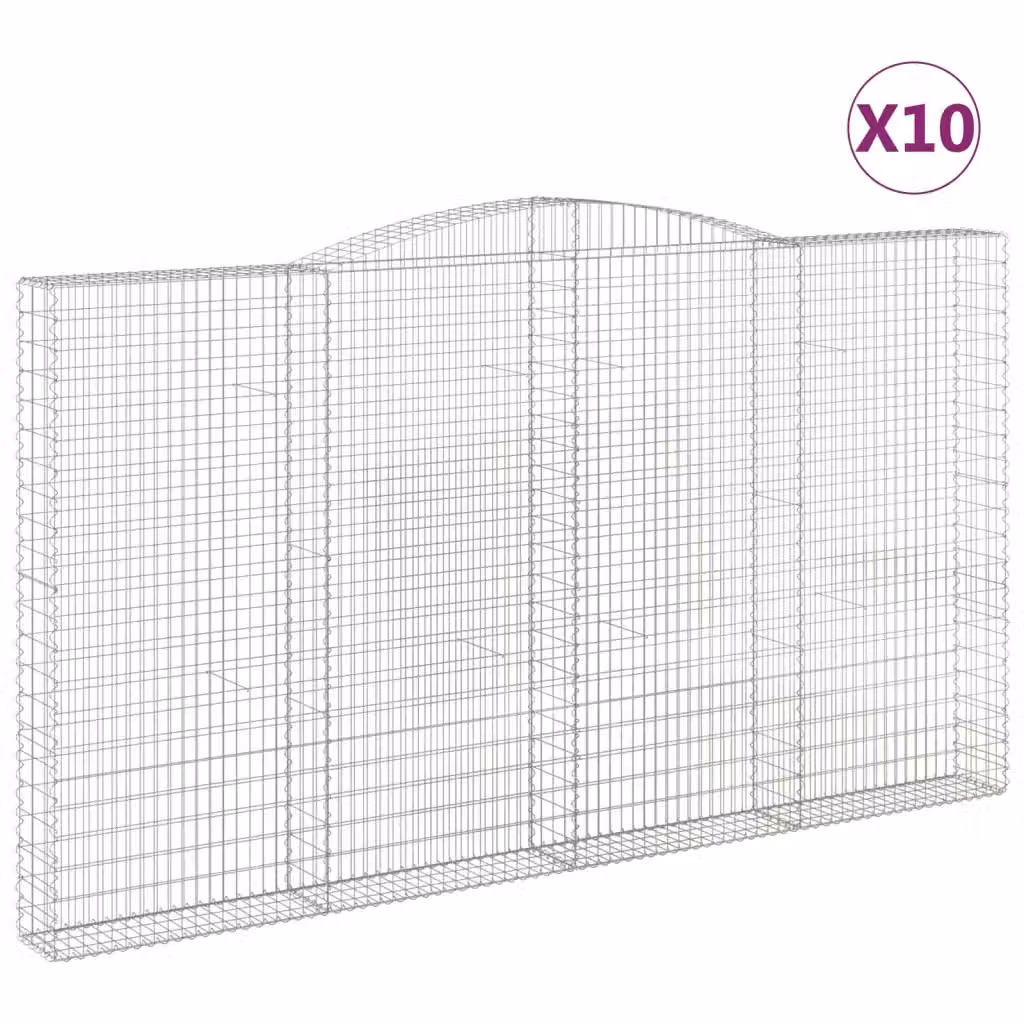 Set di 10 Cesti Gabbioni ad Arco Videx in Acciaio Zincato Colore Argento L: 400 cm, P: 30 cm, H: 220/240 cm – 2
