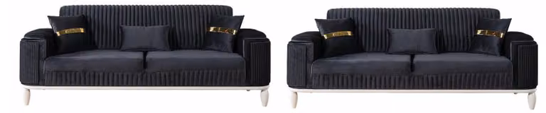 Schwarze Sofagarnitur Designer Polster 3-Sitzer Exklusive Couch