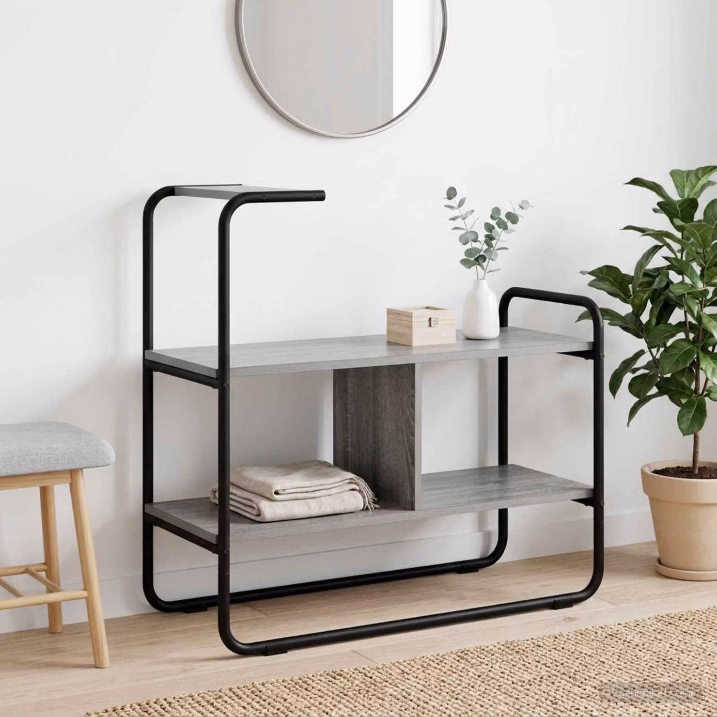 vidaXL Tavolo consolle moderno grigio L: 80 cm, P: 40 cm, H: 75 cm