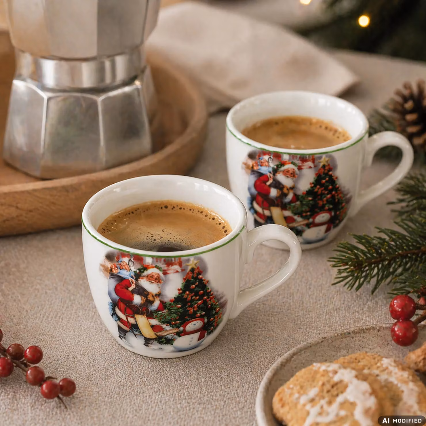 Set di 6 tazzine da caffè natalizie Vestiamo Casa Gran Natale Christmas Emotions in porcellana verde da 9 cl – 2
