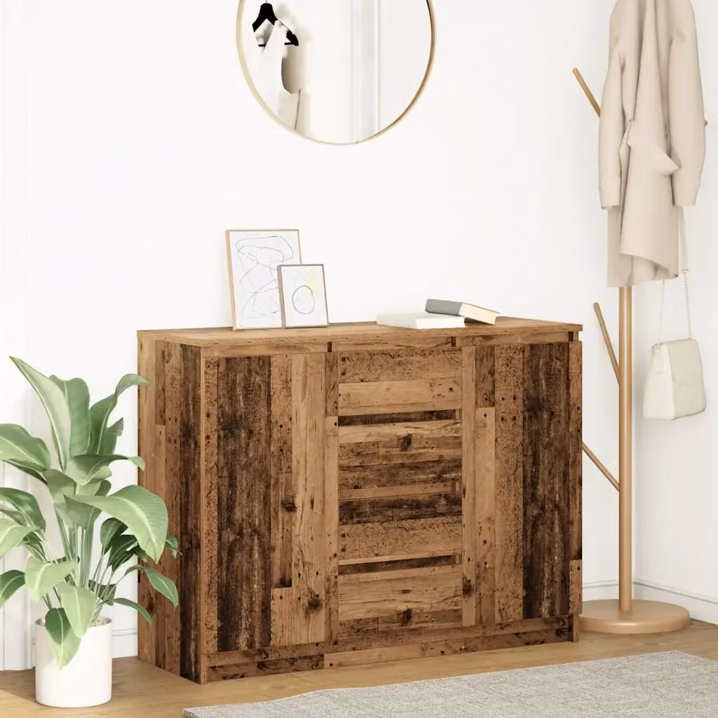 Credenza Buffet in Legno Antico con Cassetti, Colore Marrone, L 100,5 cm x P 35 cm x H 76 cm – 2