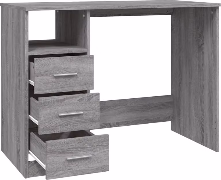 Scrivania Cassetti Grigio Sonoma 102x50x76 cm Legno Multistrato