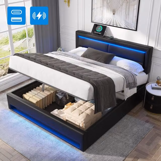 letto imbottito pu nero 160 x 200 cm