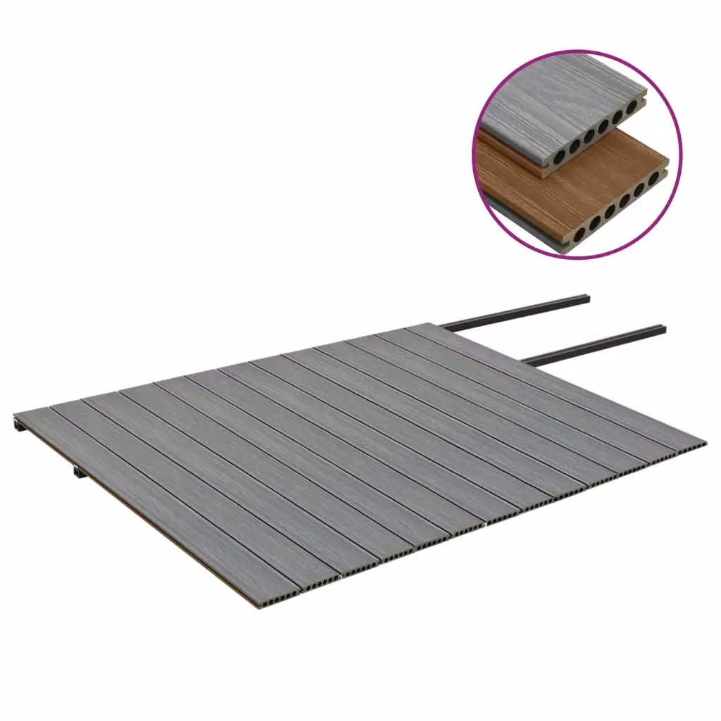 Set di listoni per decking in WPC con accessori vidaXL, marrone e grigio, 26 m² – 2