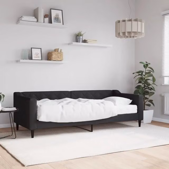 Divano Letto con Materasso Nero 80x200 cm in Tessuto 3197405