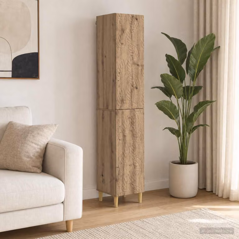 Set di 2 armadi moderni vidaXL in legno ingegnerizzato color rovere marrone con ante a battente e ripiani interni per soggiorno