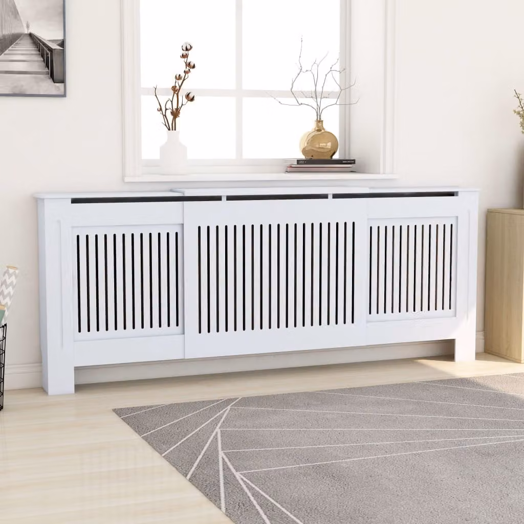 The Living Store Rivestimento per radiatori in MDF bianco 205 cm