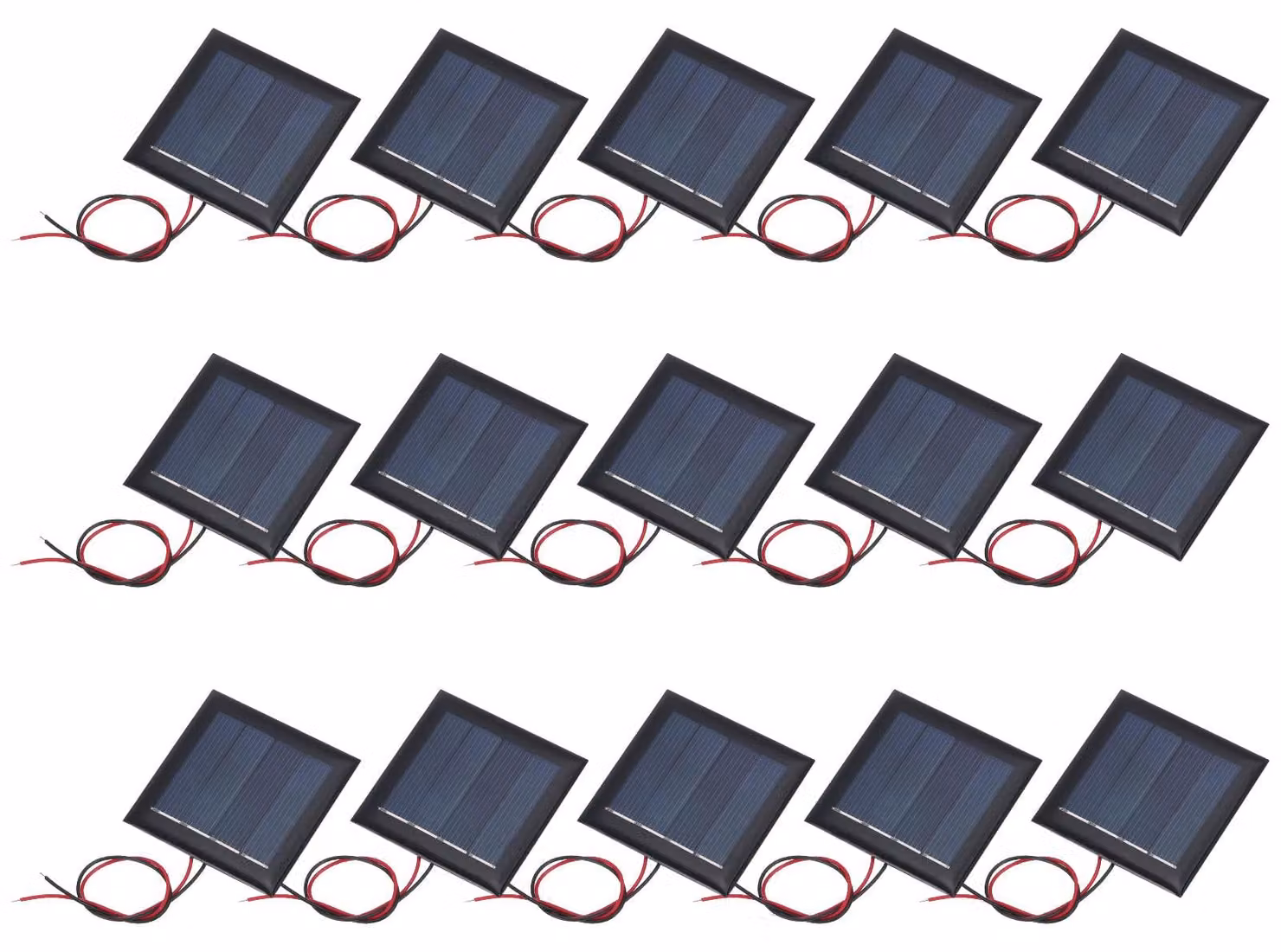 15 pannelli solari in miniatura, 2 V, 0,26 W, 130 mA, 54 mm x 54 mm