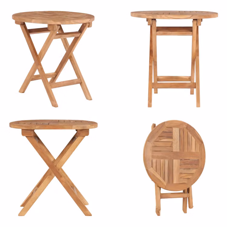 vidaXL Tavolo da giardino pieghevole 45 cm in legno massiccio di teak - Tavolo da esterno - Tavoli da esterno - Tavolo da giardino - Tavoli da giardino