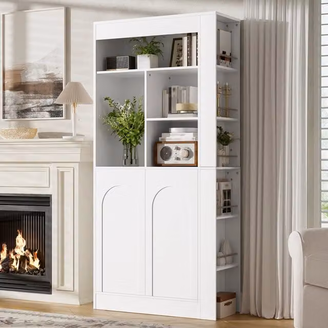 Armadio multifunzionale REDOM bianco con 2 ante e ripiani aperti L: 85 cm, P: 35 cm, H: 180 cm