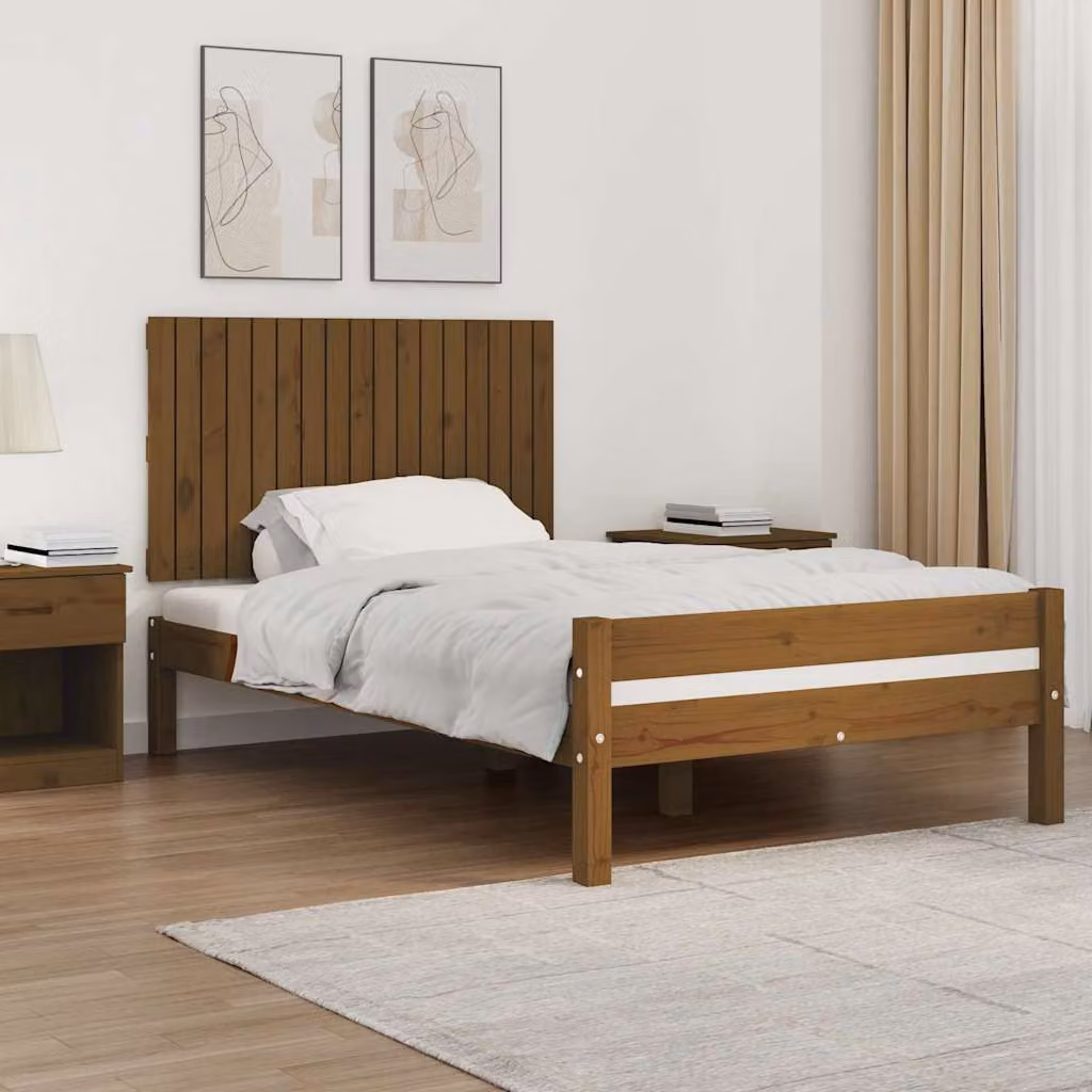 Testiera da parete vidaXL in legno massello di pino, colore marrone, L: 108 cm, P: 3 cm, H: 60 cm