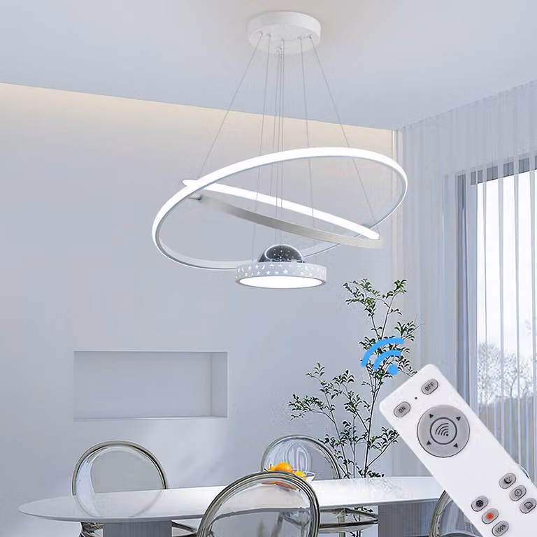 Plafoniera a LED con telecomando/app Colore della luce/luminosità regolabile. Cornice bianca e design a stella TY9644-CD