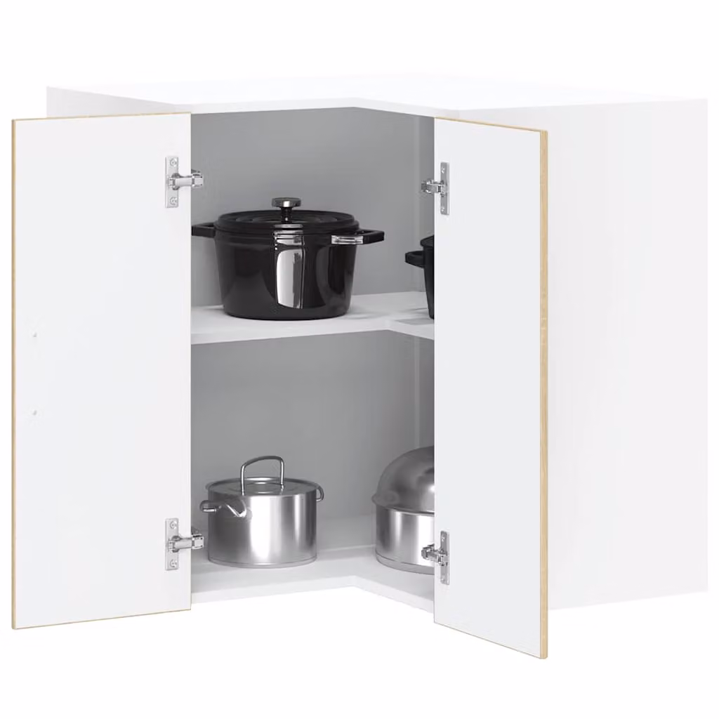 Pensile da cucina ad angolo moderno vidaXL Kalmar in MDF e composito, bianco e marrone, L: 60 cm, H: 57 cm, P: 57 cm
