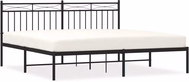 Letto matrimoniale per adulti con giroletto e testiera in metallo nero opaco DESIGN IN 180 x 200 cm – 1