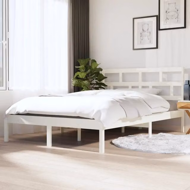 Letto con giroletto in legno massello di pino bianco vidaXL L/P: 140 x 190 cm – 1