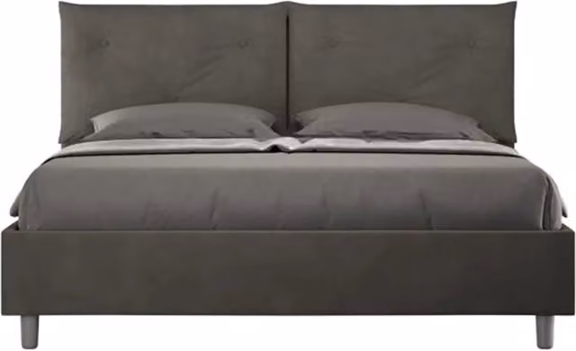 Letto matrimoniale con rete imbottito 160x210 microfibra grigio Appia