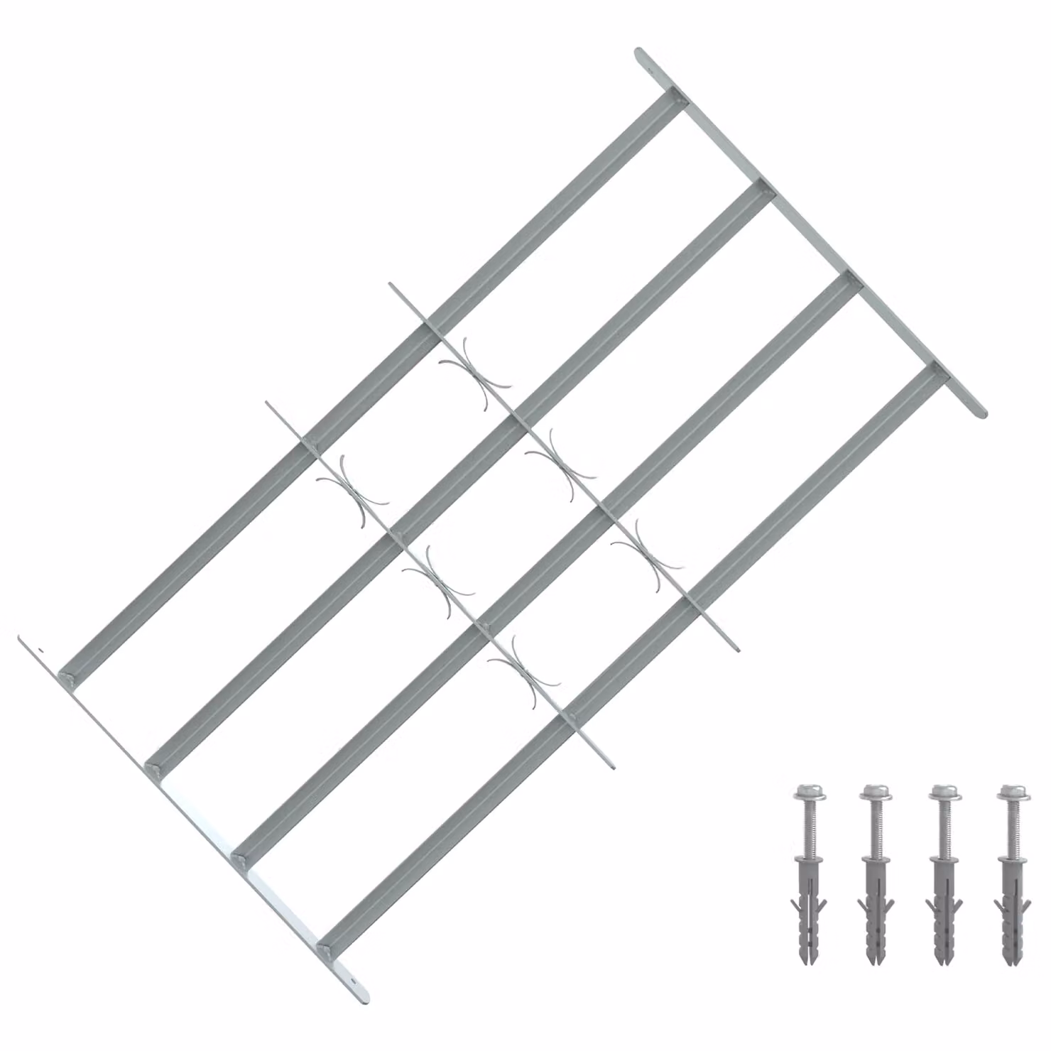 Set di 3 griglie di sicurezza per finestre vidaXL in acciaio zincato grigio con 4 barre trasversali