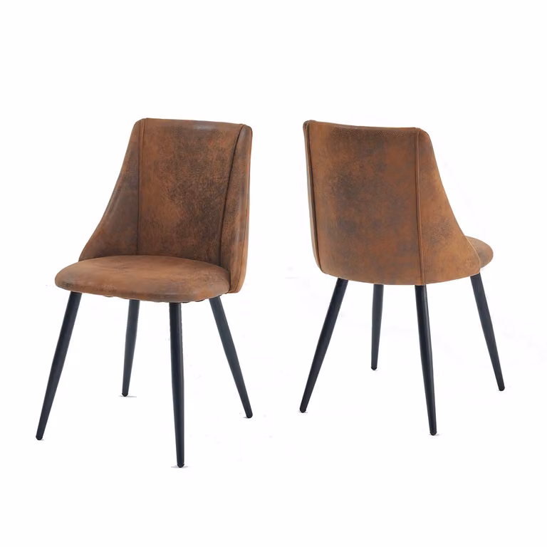 Meubles Cosy, set da 2 sedie da pranzo in stile industriale in pelle scamosciata con gambe in metallo nero – SMEG