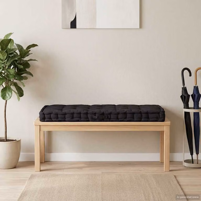 vidaXL Cuscino per Pallet e Pavimento in Cotone Nero L: 120 cm, P: 80 cm, H: 10 cm
