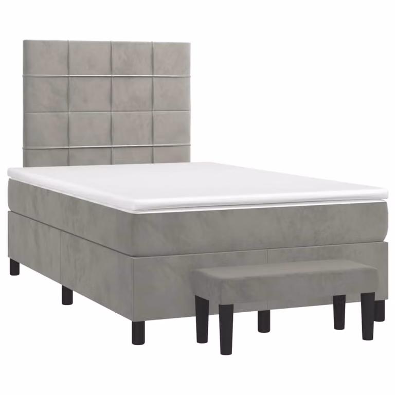 Maison Exclusive - Letto boxspring con materasso grigio chiaro 120x190 cm velluto