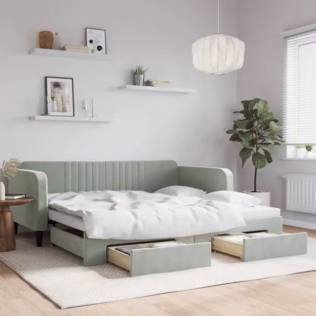 Divano Letto Moderno vidaXL Grigio con Struttura Imbottita – 1