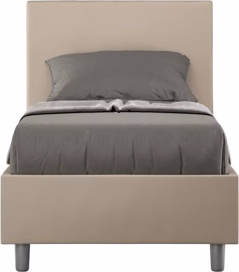 BS COM Letto singolo contenitore imbottito 80x200 similpelle tortora