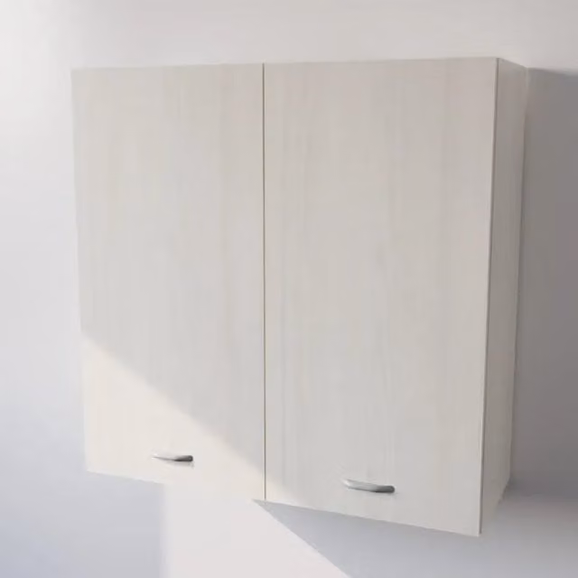 Pensile da cucina Calandrelli con 2 ante in MDF, finitura larice bianco opaco, H 90 x L 90 x P 33 cm