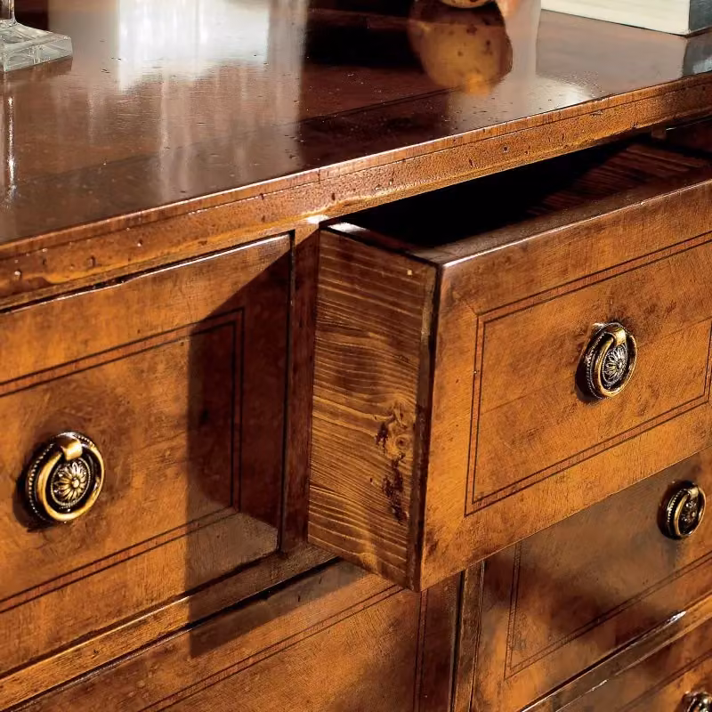 Cassettiera classica con 6 cassetti in legno intarsiato Mobili 2G L: 100 cm, P: 40 cm, H: 87 cm – 3