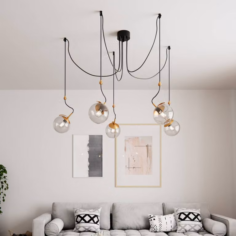 By Rydéns Lampada a sospensione in vetro Carry, dimmerabile, Alluminio / Grigio / Zincato, Soggiorno / Sala da pranzo, Vetro, Lampada a sospensione