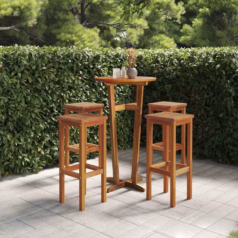 Set di 4 sgabelli da bar vidaXL in legno massello di acacia color marrone stile rustico oliato