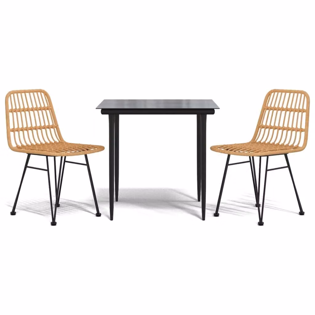 Set da Pranzo da Giardino 3 pz in Polyrattan
