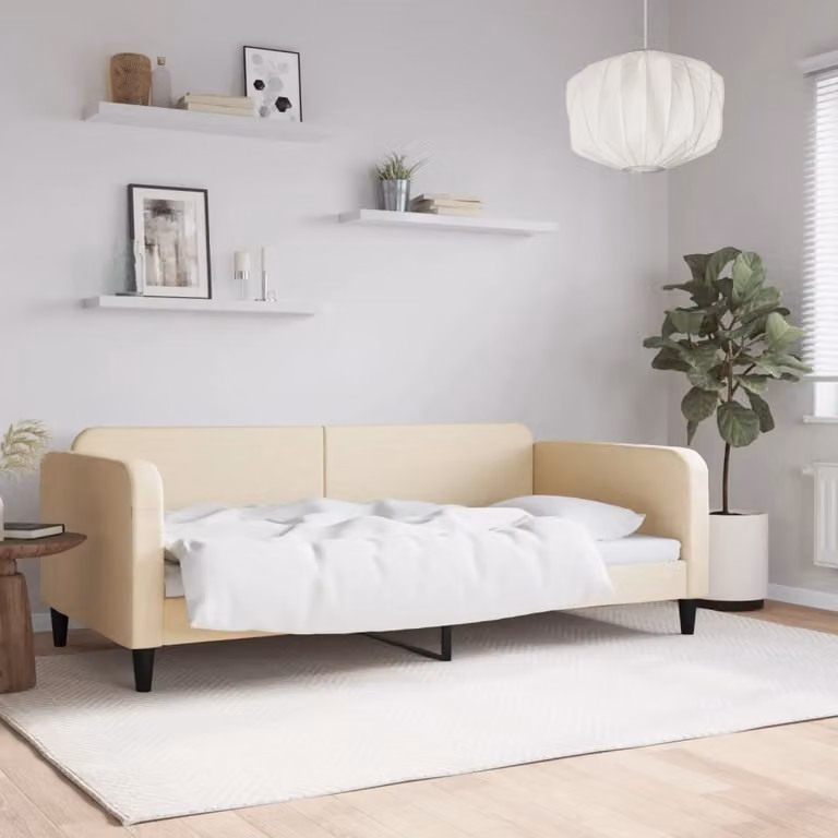 Maison Exclusive - Letto a giorno color crema, 100x200 cm, rivestito in tessuto