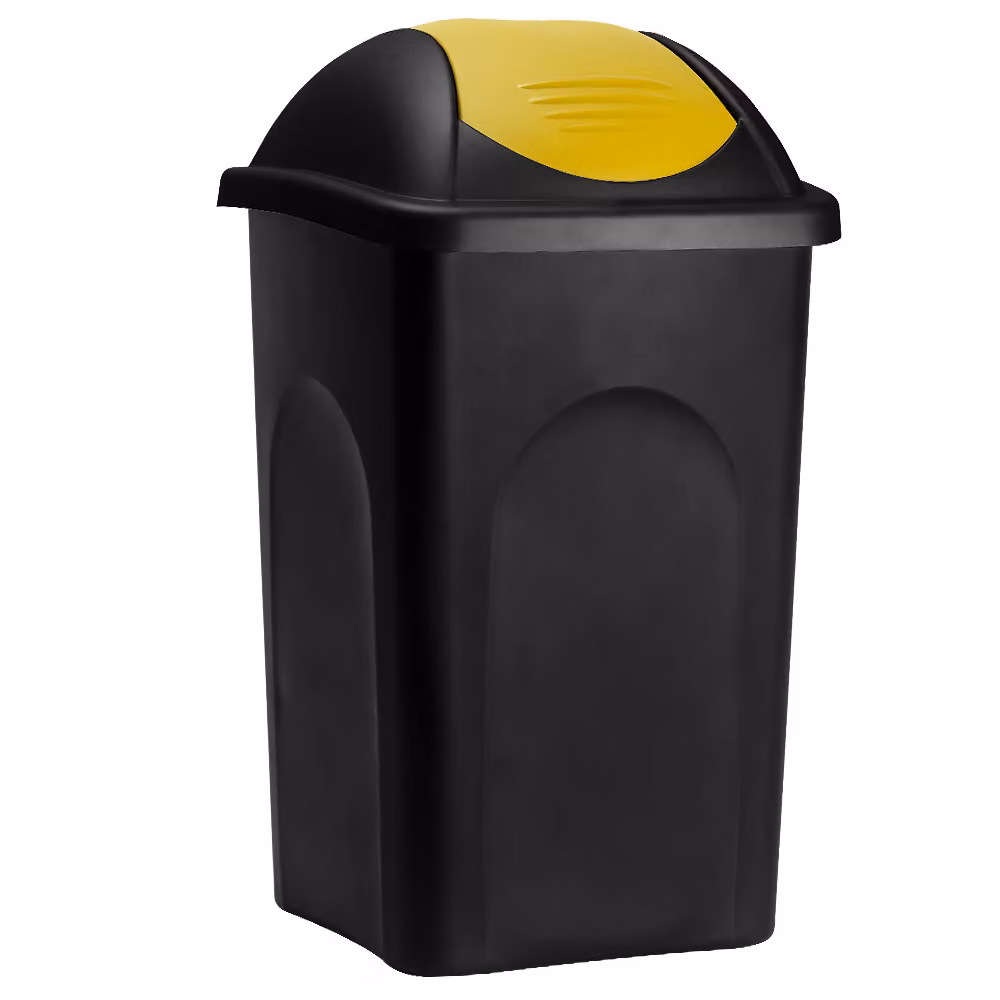 Set di 3 cestini per rifiuti Stefanplast con coperchio swing in plastica, colori giallo, blu, argento e nero, capacità 60L, con filtro per gli odori – 2