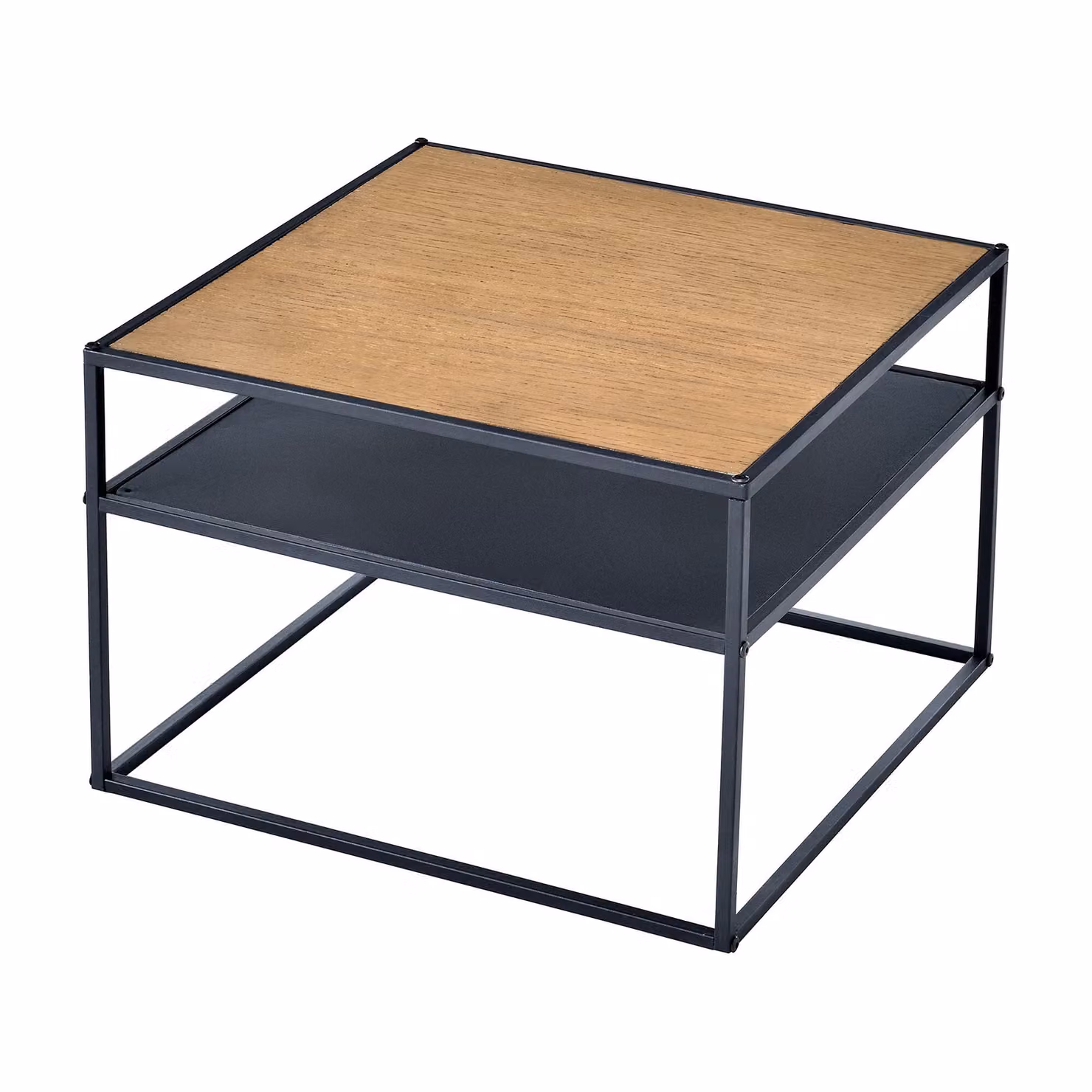 Tavolino In And OutdoorMatch Stefanie - 40x55x55 cm - Colori legno e nero - Metallo e truciolato - Design moderno