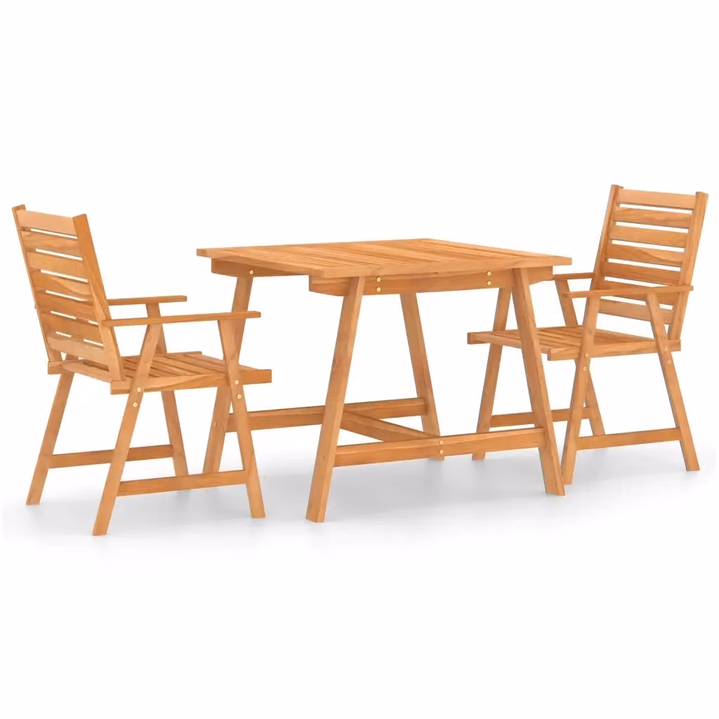 Set da pranzo da giardino vidaXL in 3 pezzi in legno di acacia marrone stile rustico – 2