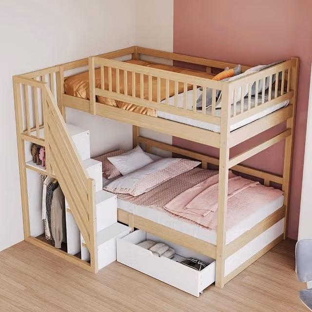Letto a castello massello - Xylo - 90x200cm legno, cassetti sicurezza