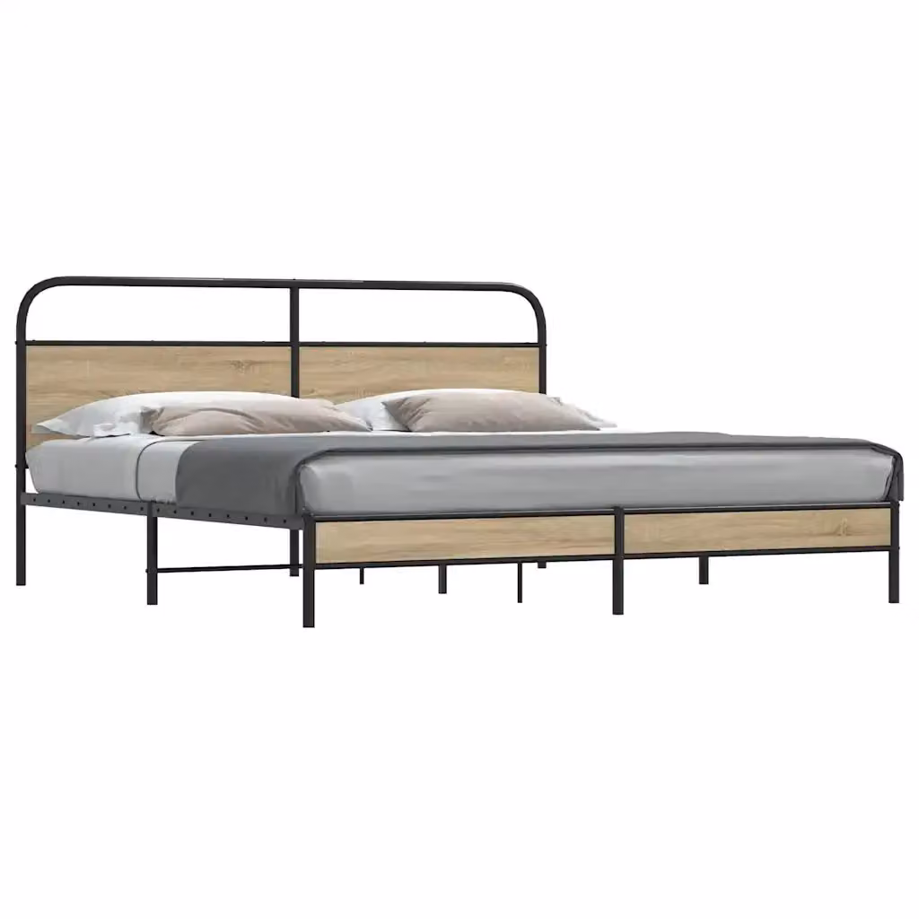 Letto matrimoniale in metallo Design In colore Rovere Fumo L/P: 180 x 200 cm – 2