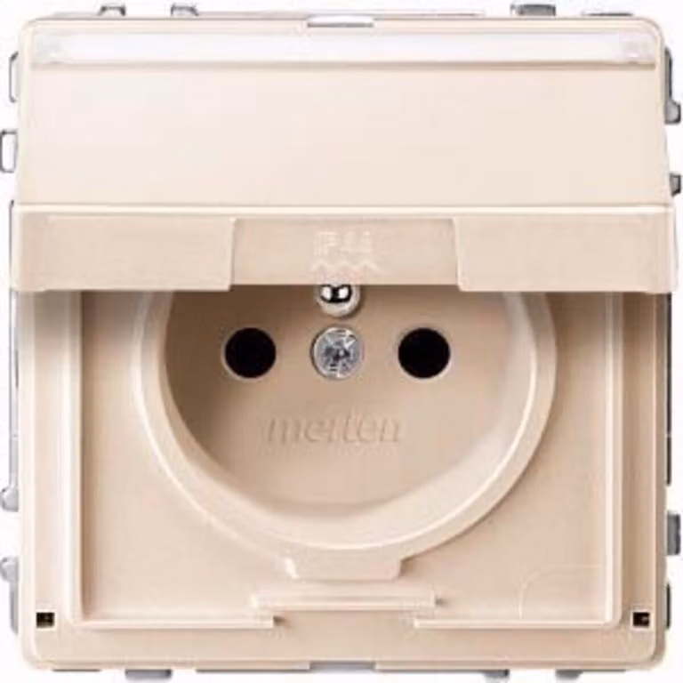 Presa SCHUKO con coperchio ribaltabile e scritta, BRS, morsetti a innesto, bianco, AQUADESIGN