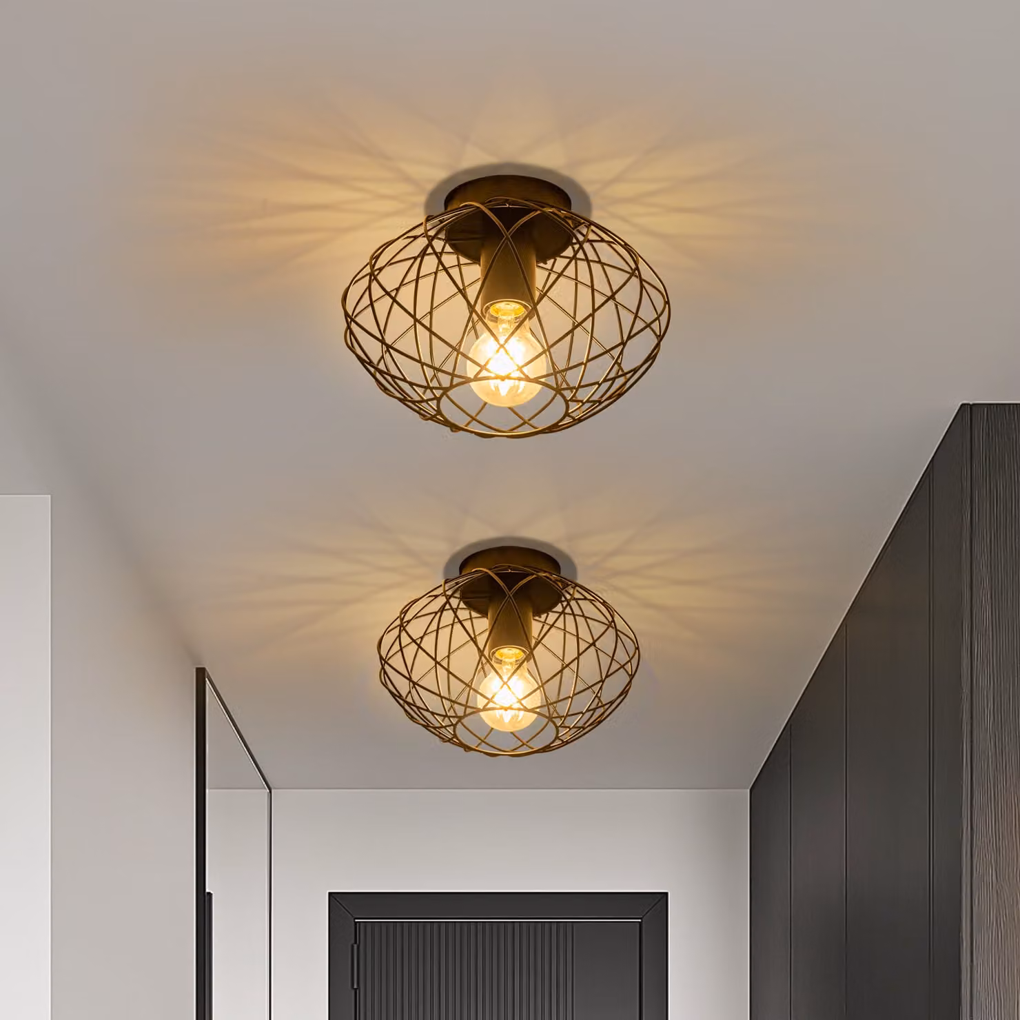 ZMH Faretto da soffitto Nero Lampada da corridoio 1 Fiamma da soffitto Piccole luci da soffitto Industriale Lampada da soggiorno retrò con attacco E27 Max.40W Lampada da cucina Ø 25cm