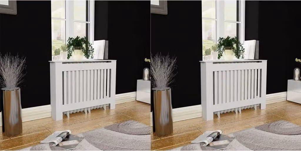 The Living Store Copriradiatore 2 pz. MDF bianco 112 cm