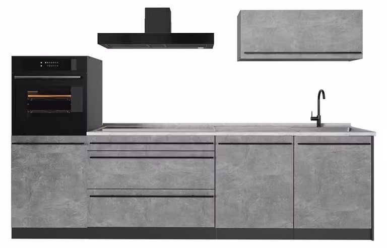 Cucina componibile Vicco R-Line Calcestruzzo/Antracite 280 cm piano di lavoro Marmo, Model 67243