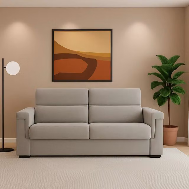 Lapio, Divano Fisso 2 Posti Sfoderabile Made in Italy, L: 185 cm, P: 95 cm, H: 100 cm, Grigio