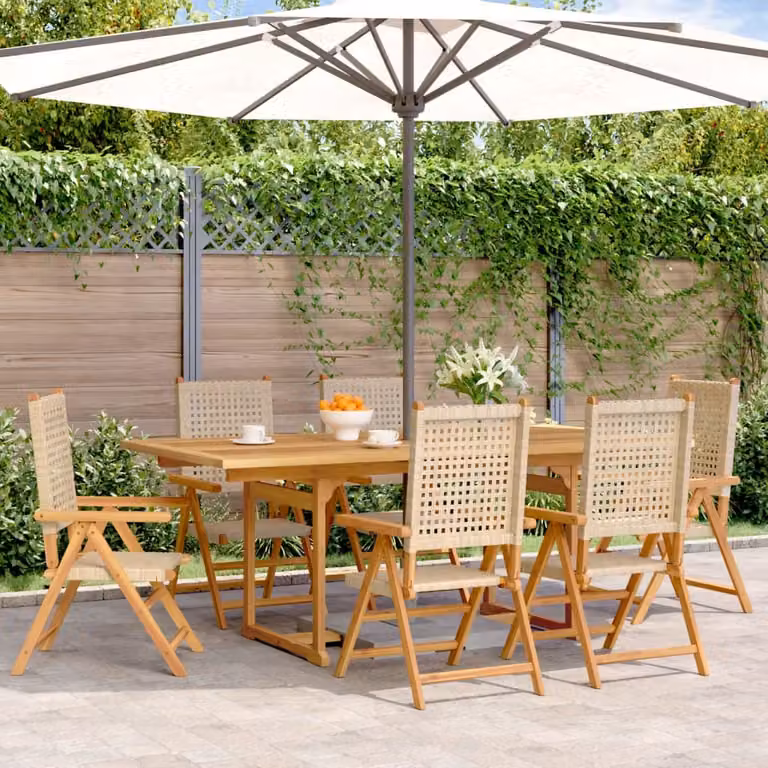Maison Exclusive - Set da pranzo da giardino 7 pezzi in rattan sintetico e legno massello, beige