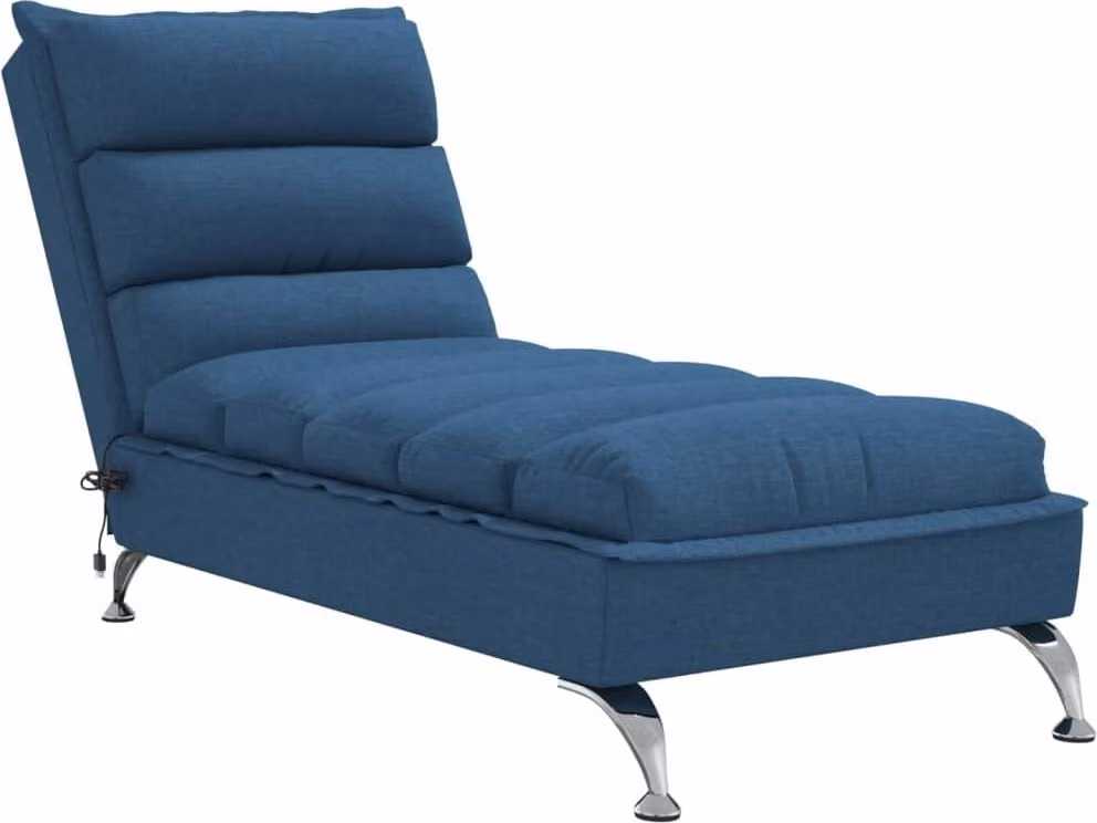 Chaise Longue Massaggi con Cuscini Blu in Tessuto