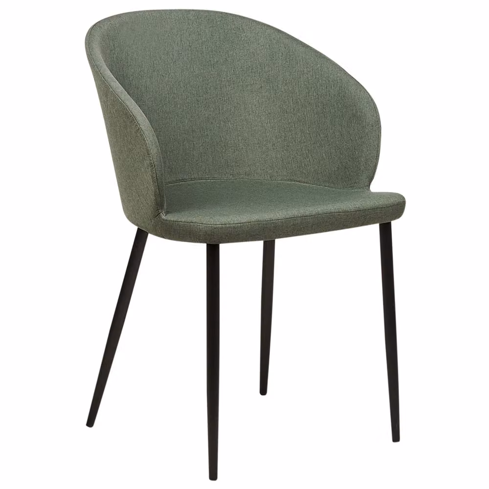 Set di 2 sedie da pranzo Beliani in tessuto verde scuro con gambe nere in stile retrò per soggiorno e cucina – 2