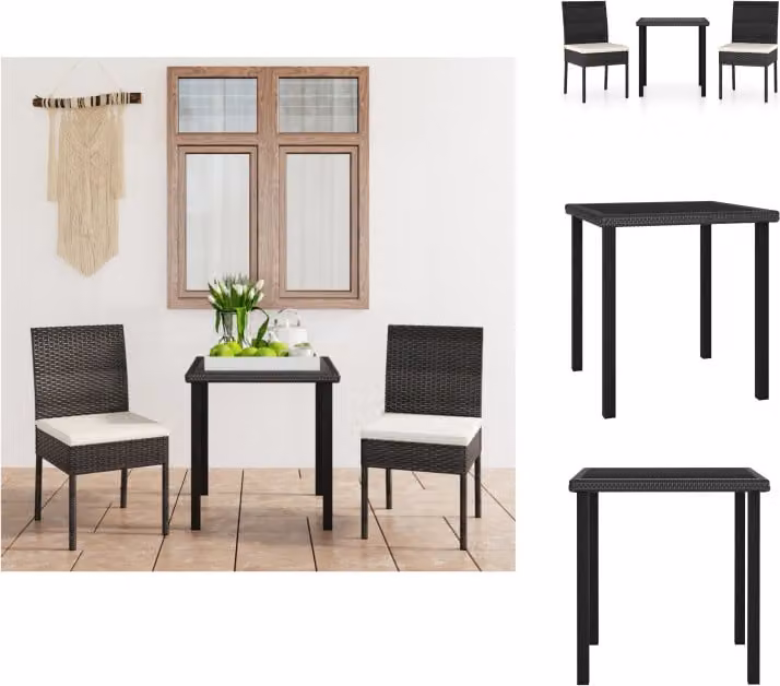 vidaXL set da pranzo da giardino 3 pezzi in rattan nero - Set di mobili da giardino