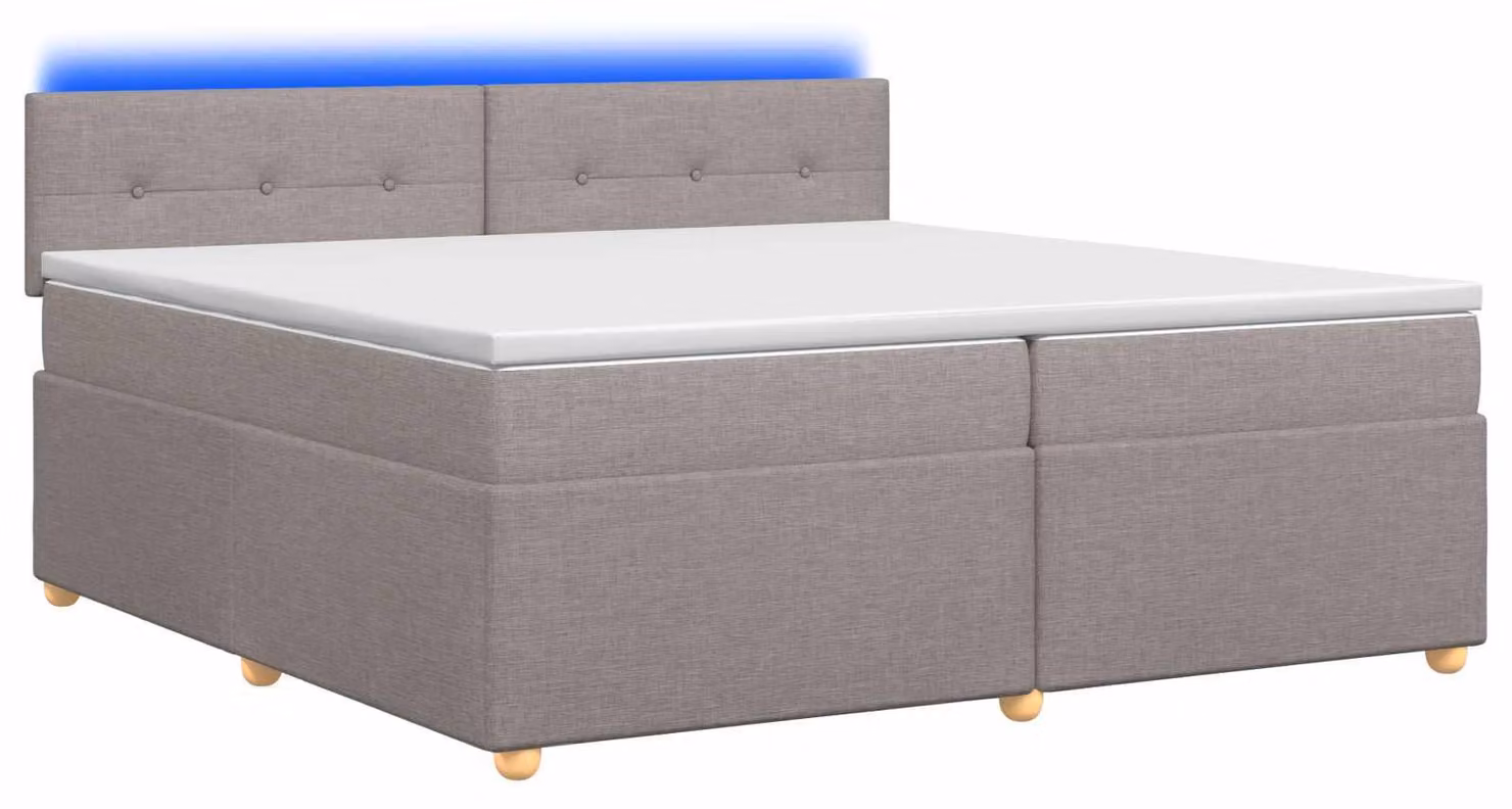 Letto a molle con materasso Taupe 200 x 200 cm in tessuto