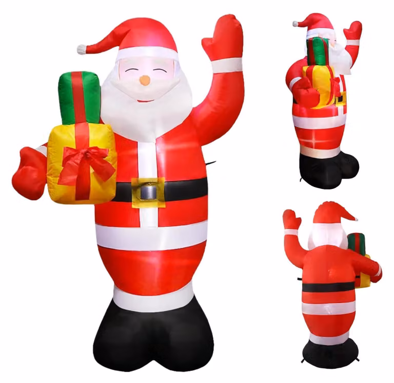 Babbo Natale gonfiabile, altezza 150 cm - Decorazione natalizia da esterno - Illuminazione a LED - Grande statua di Babbo Natale - Colore: rosso
